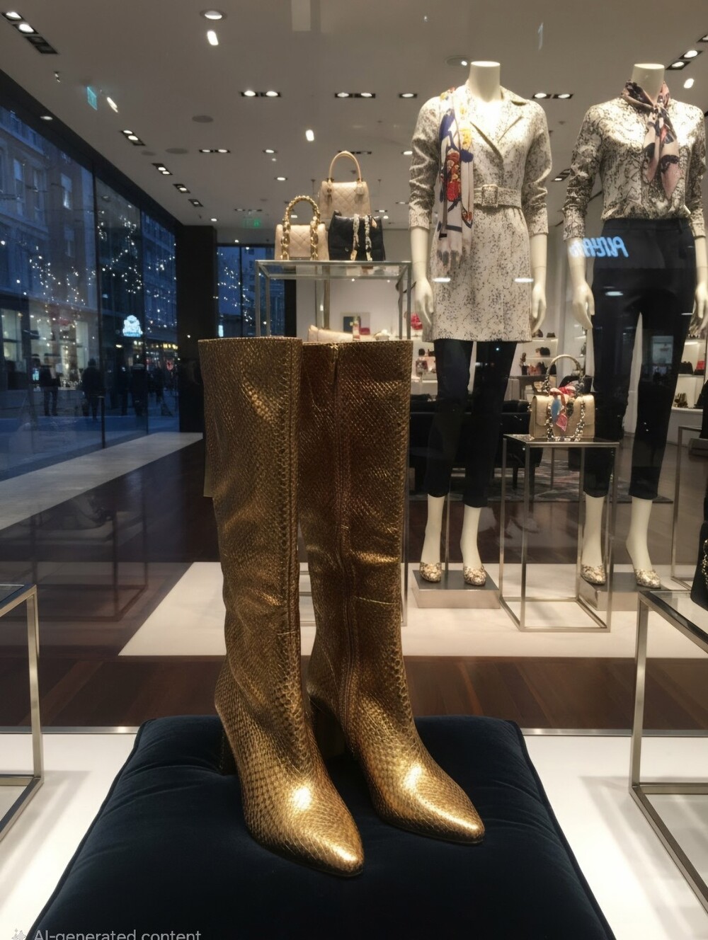 SAM EDELMAN SLYVIA II LRATHER GOLD SNAKE TALL BOOTS WOMEN'S SZ 5.5 M $260